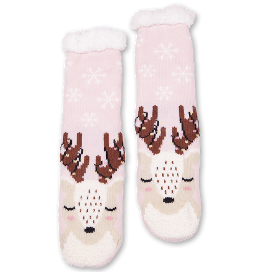 Women's Holiday Reindeer Cozy Warmers with Sherpa Lining