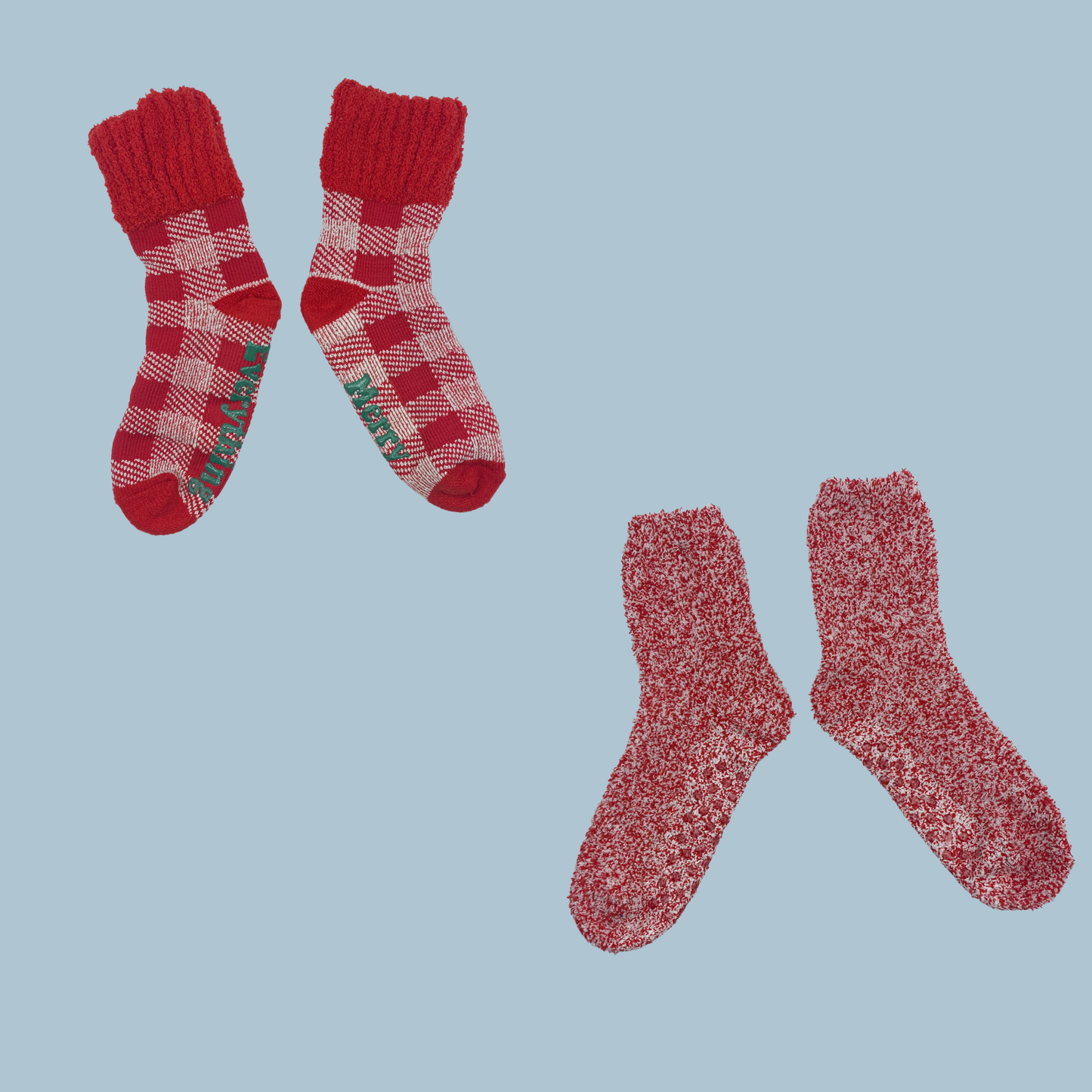 Merry Everything Holiday Slipper Socks with Grippers 2 Pack