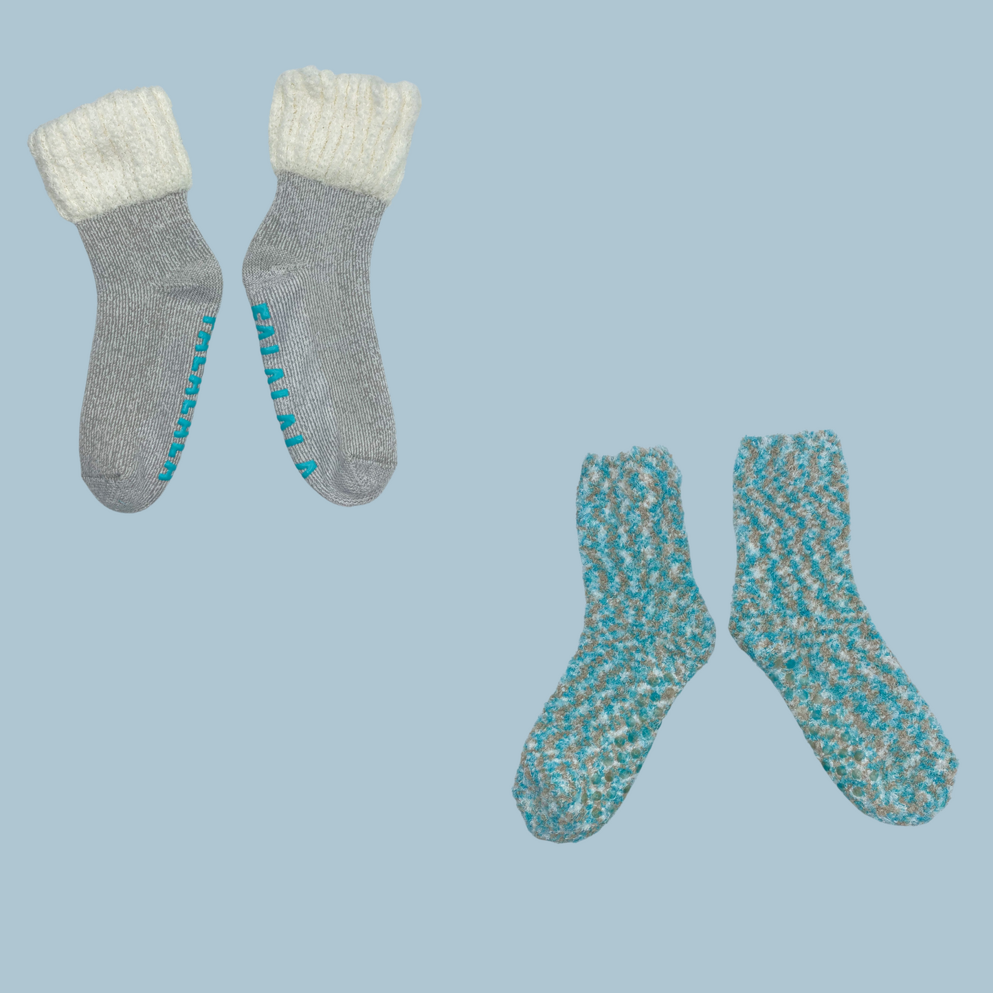 FALALALA Holiday Slipper Socks with Grippers 2 Pack