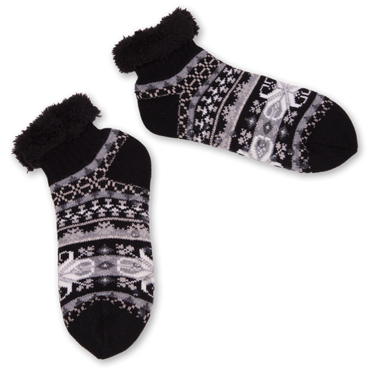 Women's Knit Snowflake Short Slipper Socks with Gripper Bottoms