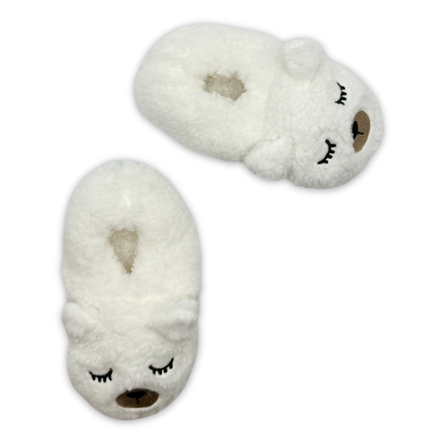 huge polar bear puffer head slipper sock