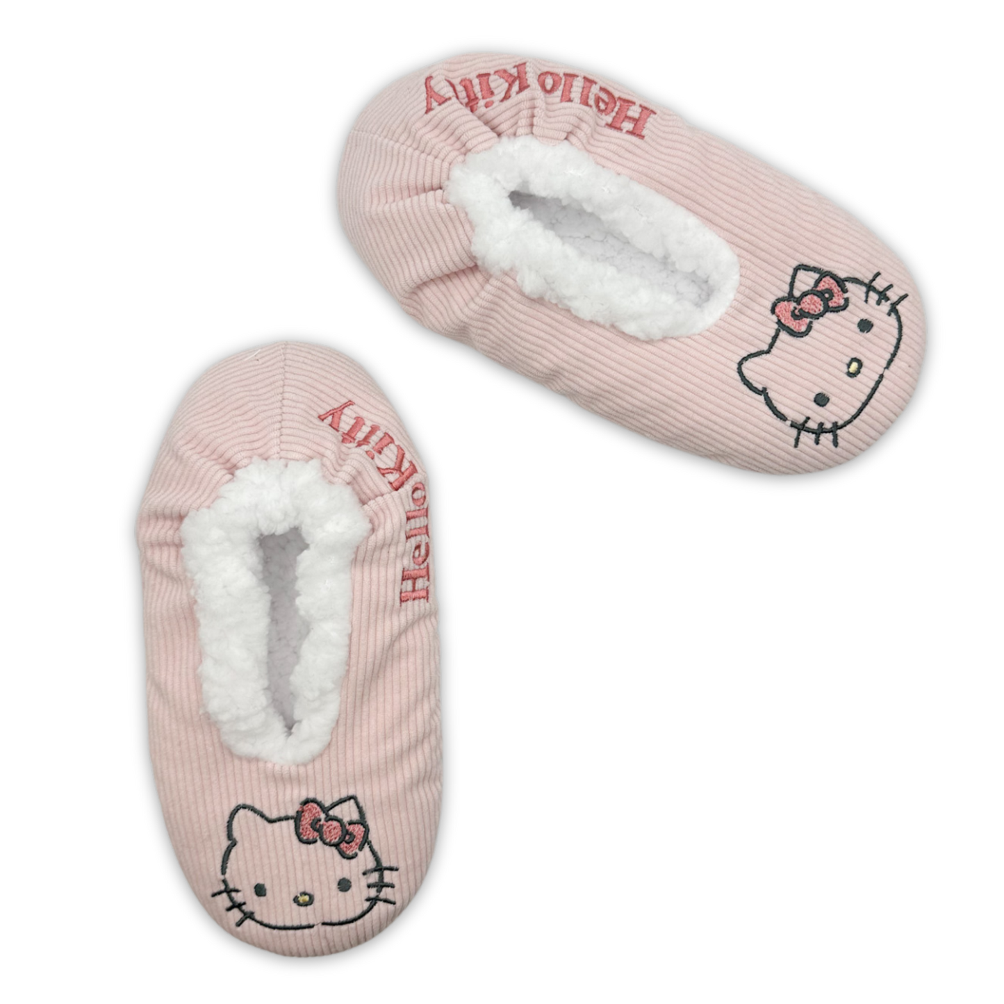 Corduroy Slipper Socks with Hello Kitty Embroidery