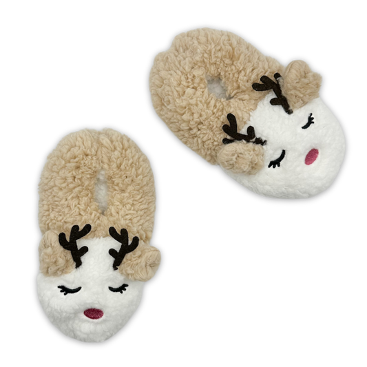 huge reindeer puffer head slipper sock