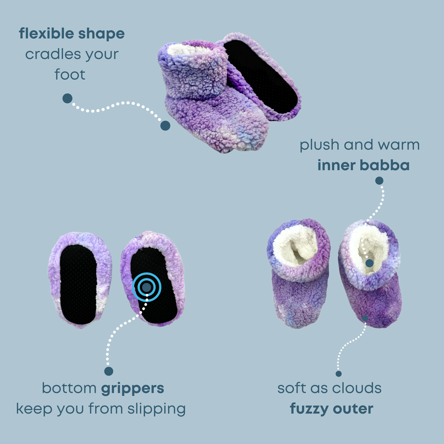 Galaxy Tye Dye Fuzzy Babba Bootie Slipper Sock