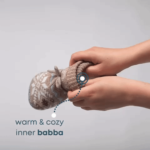What is a fuzzy babba gif showing the warm & cozy inner babba material