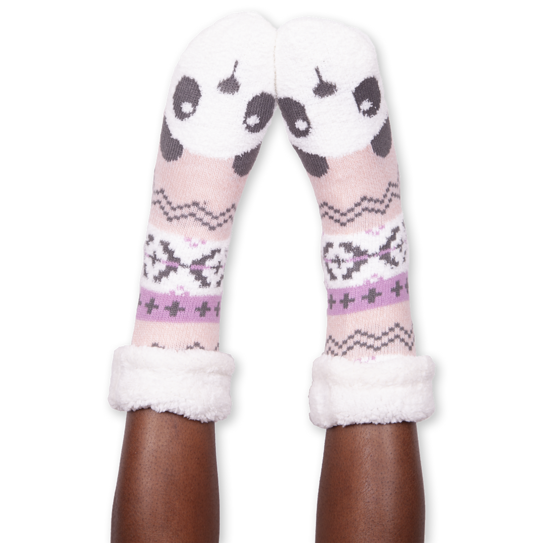 Long Cozy Slipper Socks with Grippers and Sherpa Lining Women Fuzzy