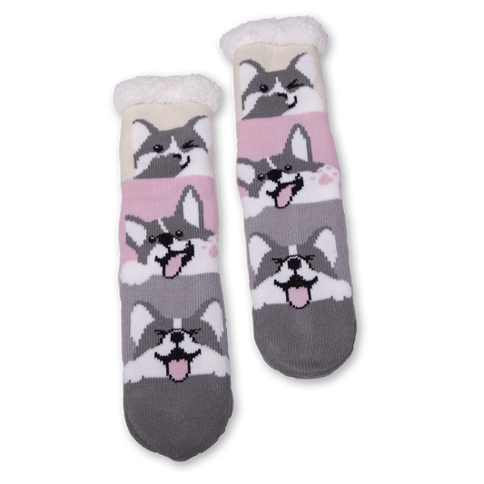 Women's Corgie Cozy Warmer Slipper Socks with Sherpa Lining