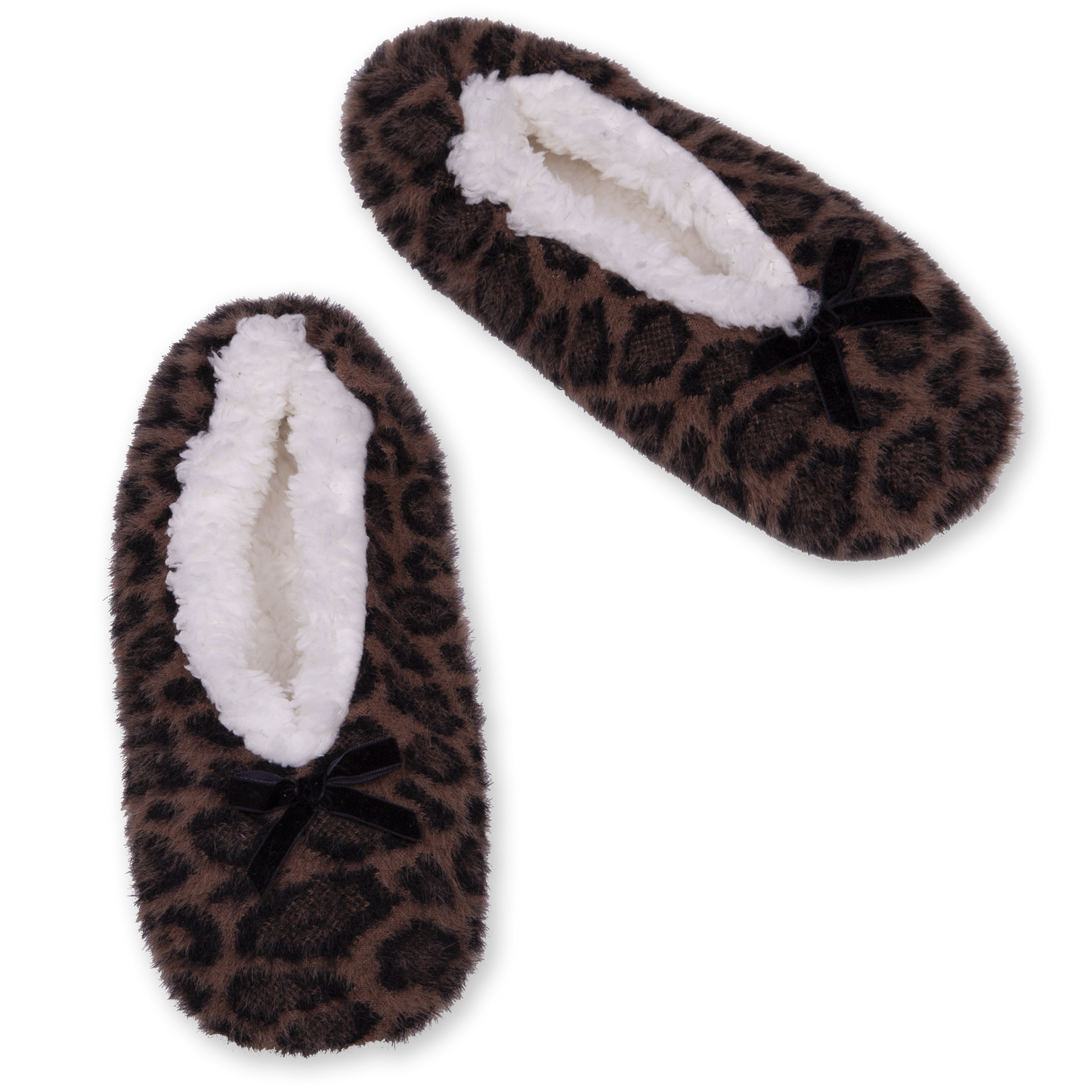 Women's Feather Animal Print Fuzzy Babba Slipper Socks with Grippers