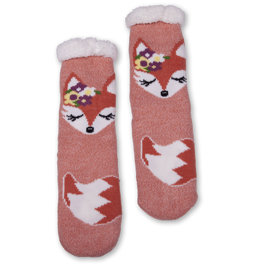 Women's Fox Cozy Warmer Slipper Socks with Sherpa Lining