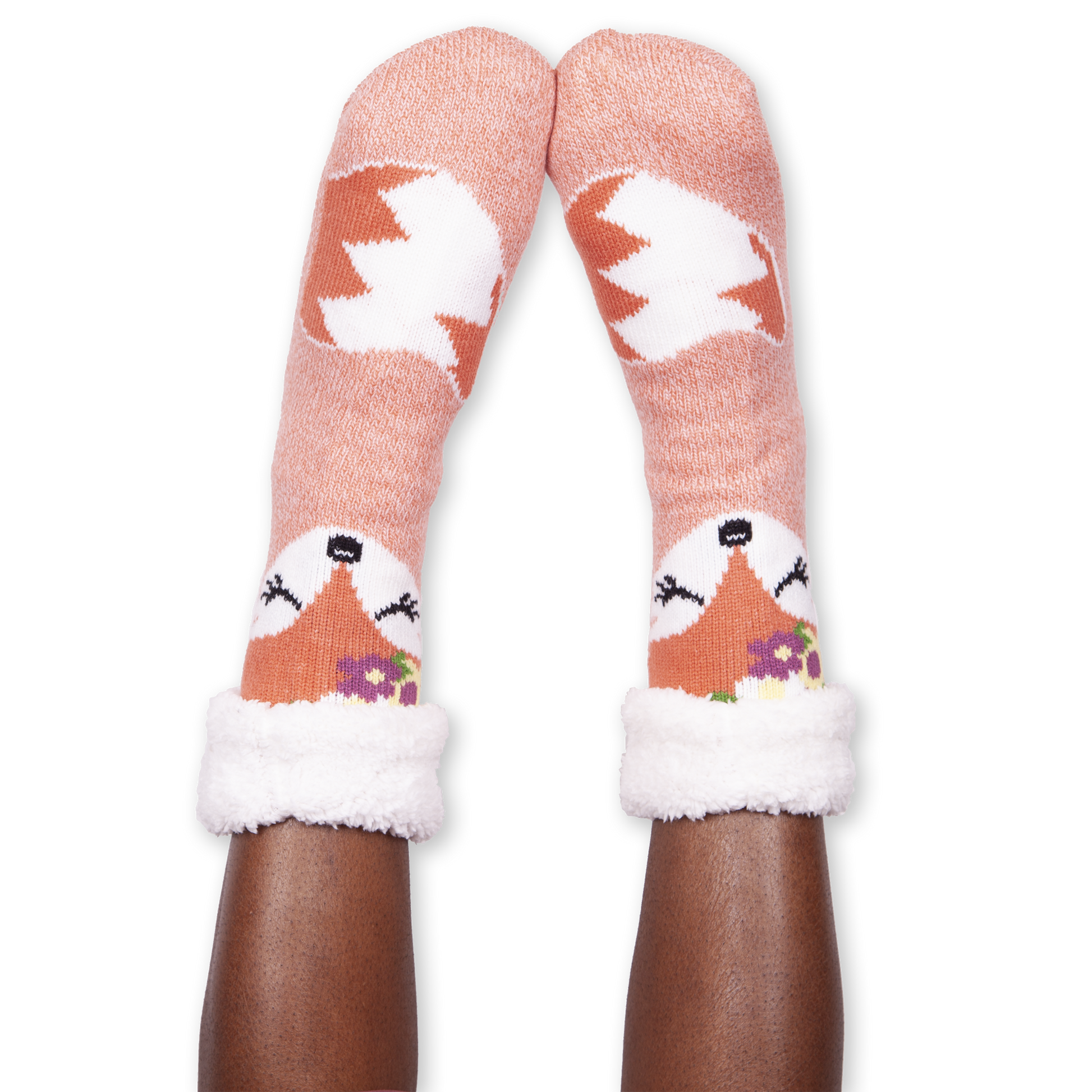 Long Cozy Slipper Socks with Grippers and Sherpa Lining, Women