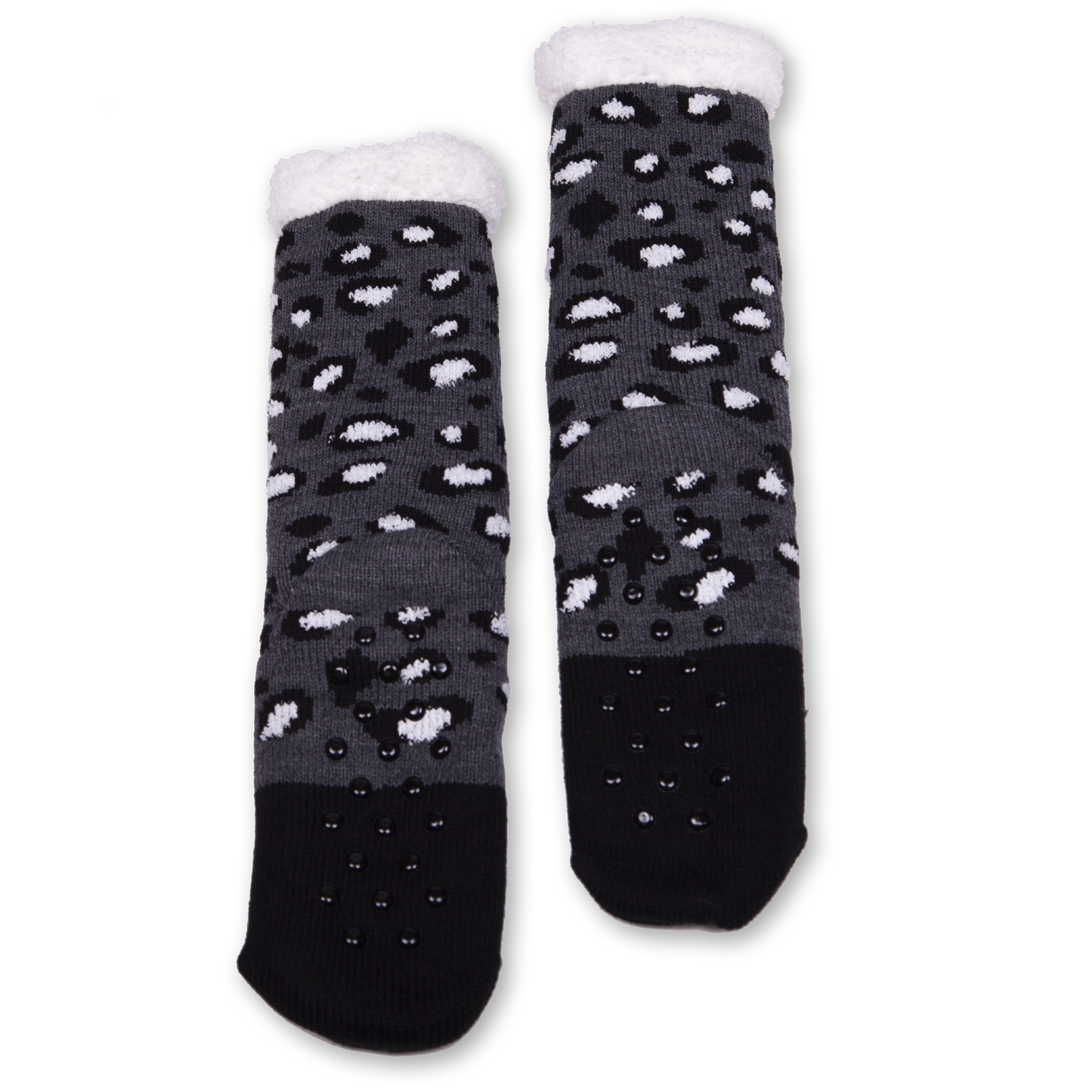 Women's Black Cat Cozy Warmer Slipper Socks with Sherpa Lining