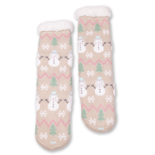Women's Holiday Snowman Cozy Warmers with Sherpa Lining