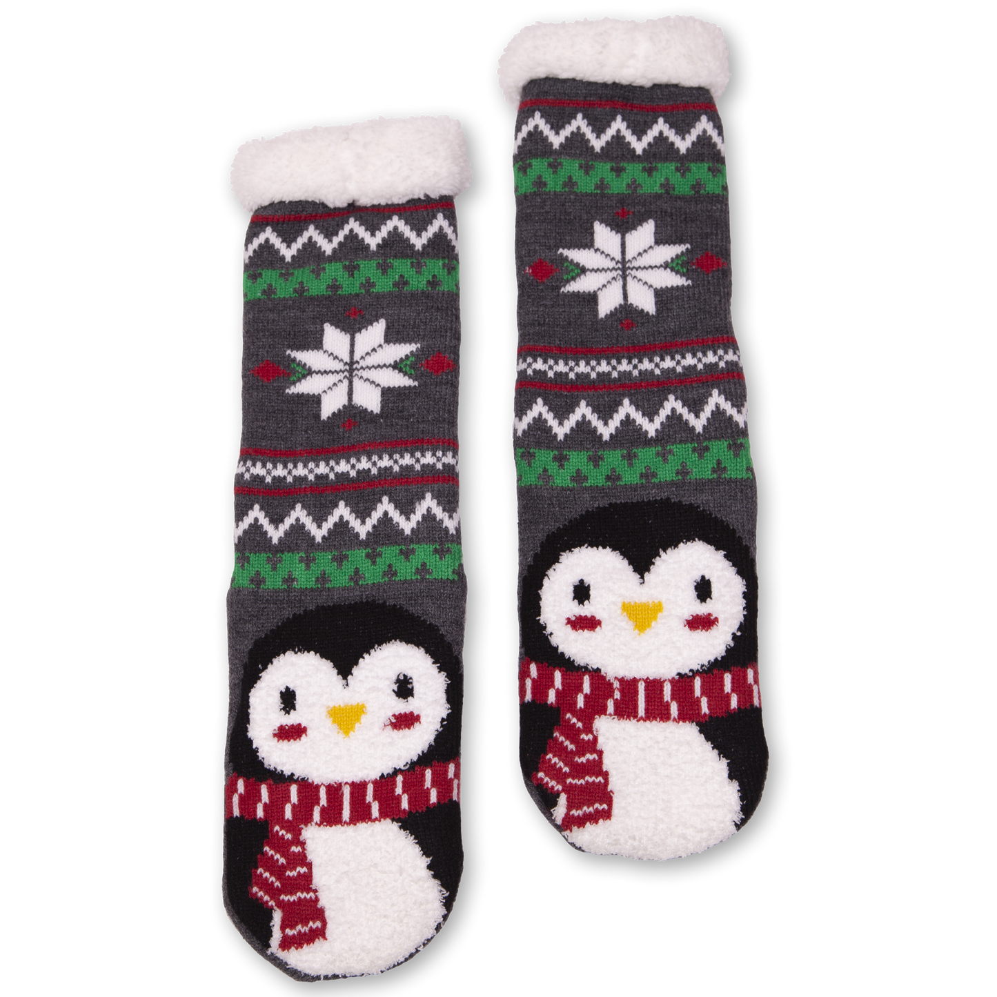 Women's Holiday Penguin Long Cozy Warmers with Sherpa Lining