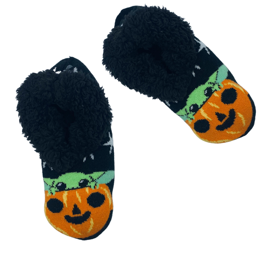 The Child Smiley Pumpkin Halloween Teddy Fur Slipper Socks
