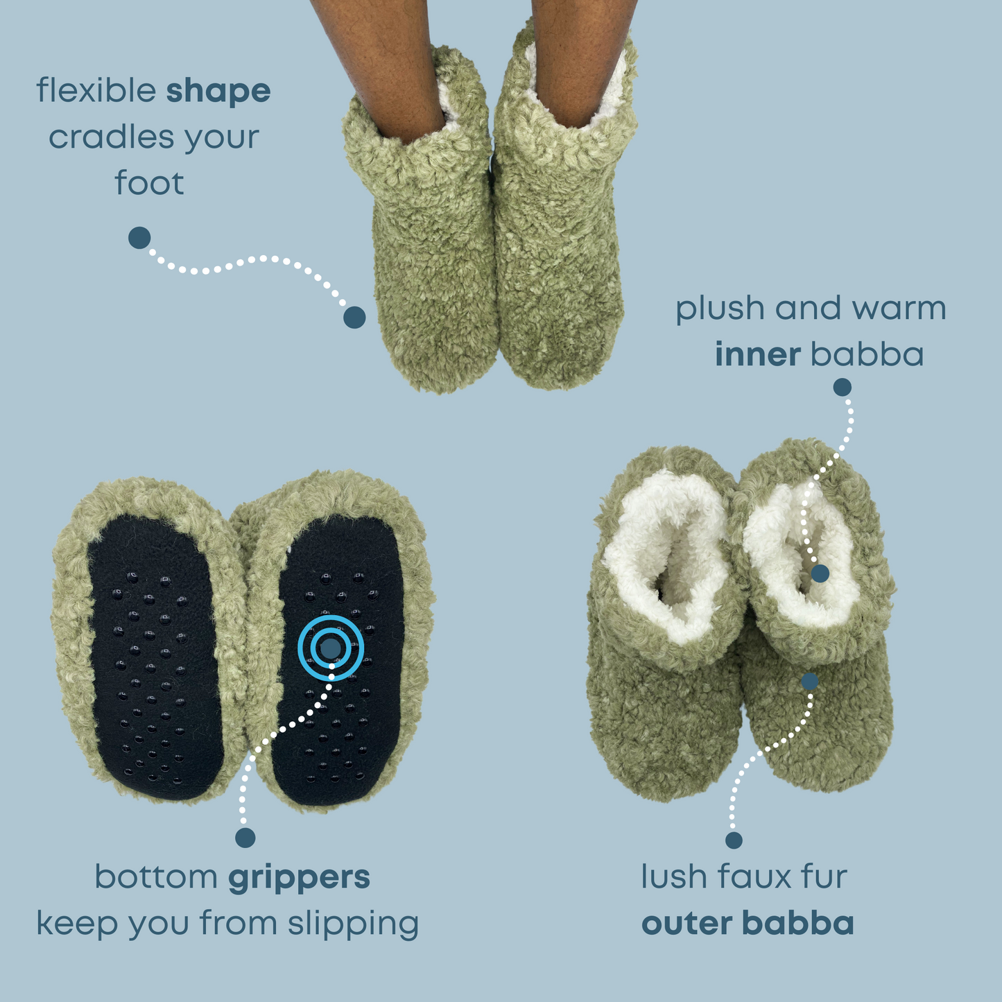 Natural Moss Fuzzy Babba Booties