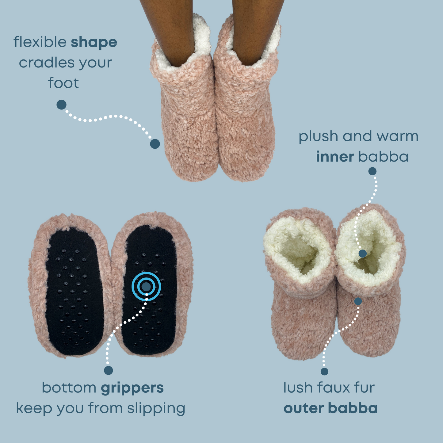 Natural Rose Fuzzy Babba Booties