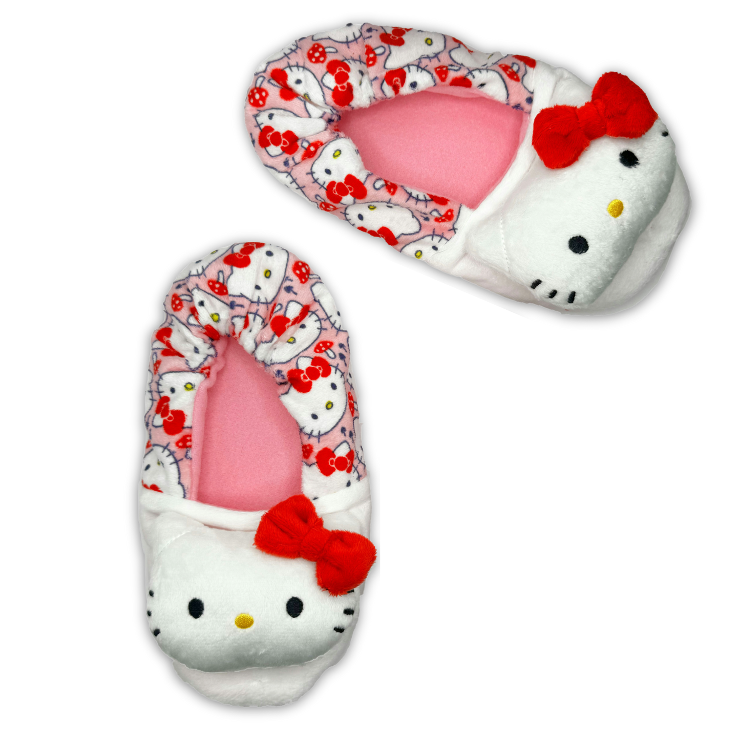 Pink Hello Kitty Slipper Socks with White Fuzzy Lining
