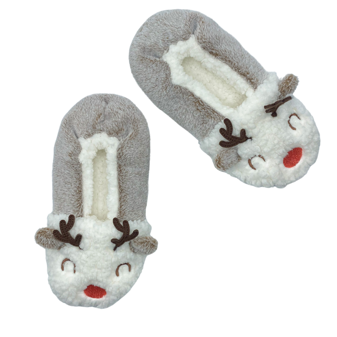 Reindeer Holiday Dreamy Babba Slipper Socks with Grippers