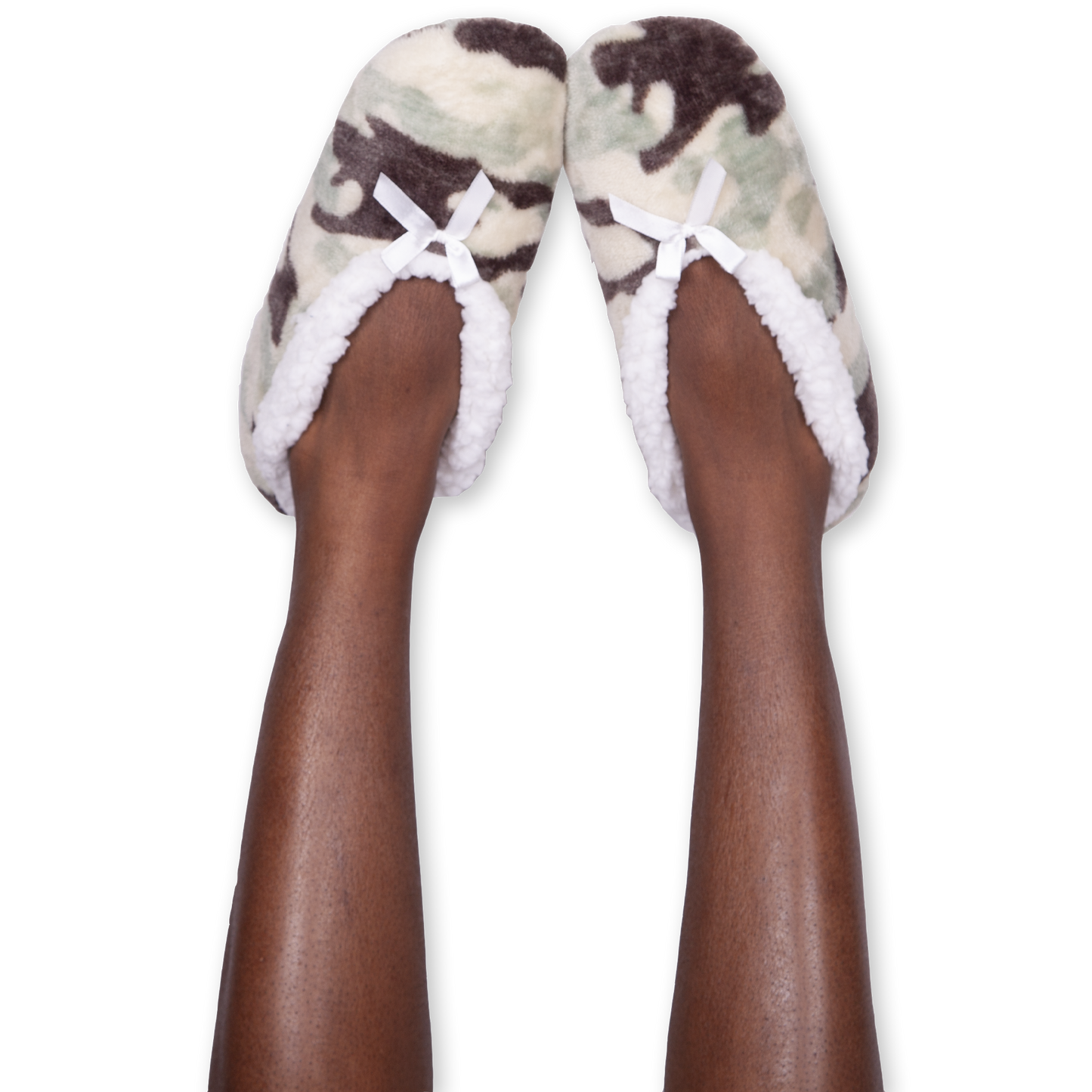 Women's Camo Fuzzy Babba Slipper Socks with Gripper Bottoms