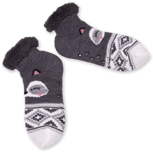 Women's Cozy Rakoon Short Slipper Socks with Gripper Bottoms