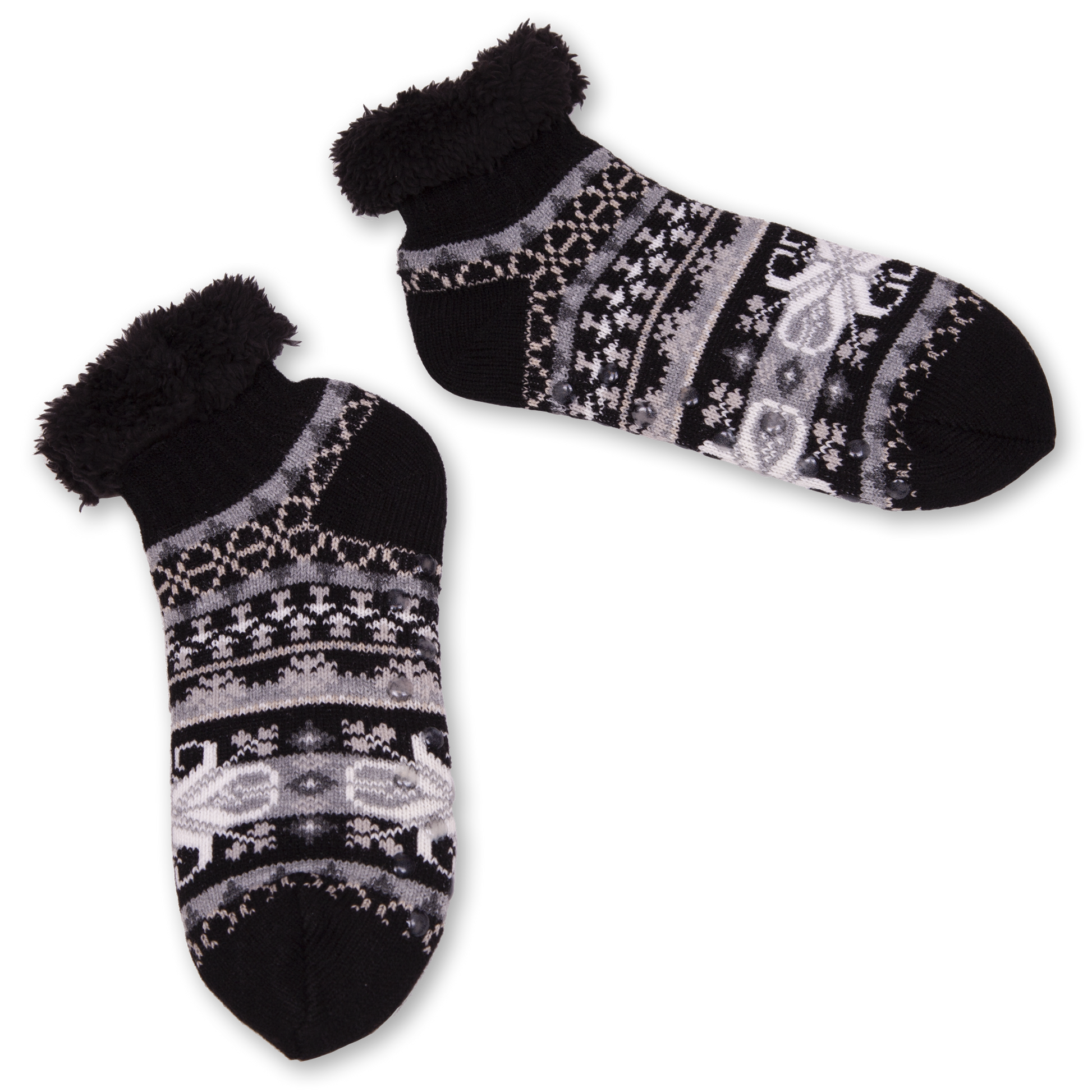 Women's Knit Snowflake Short Slipper Socks with Gripper Bottoms