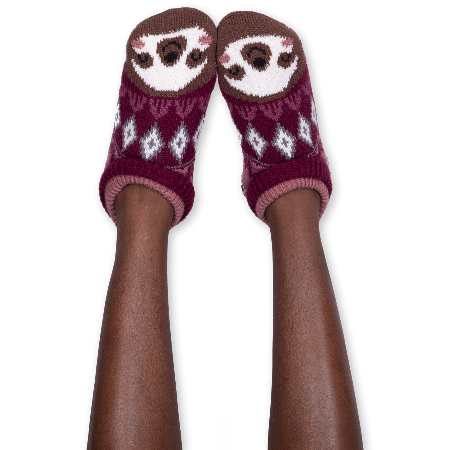 Women's Sloth Double Cuffer Knit Slipper Sock
