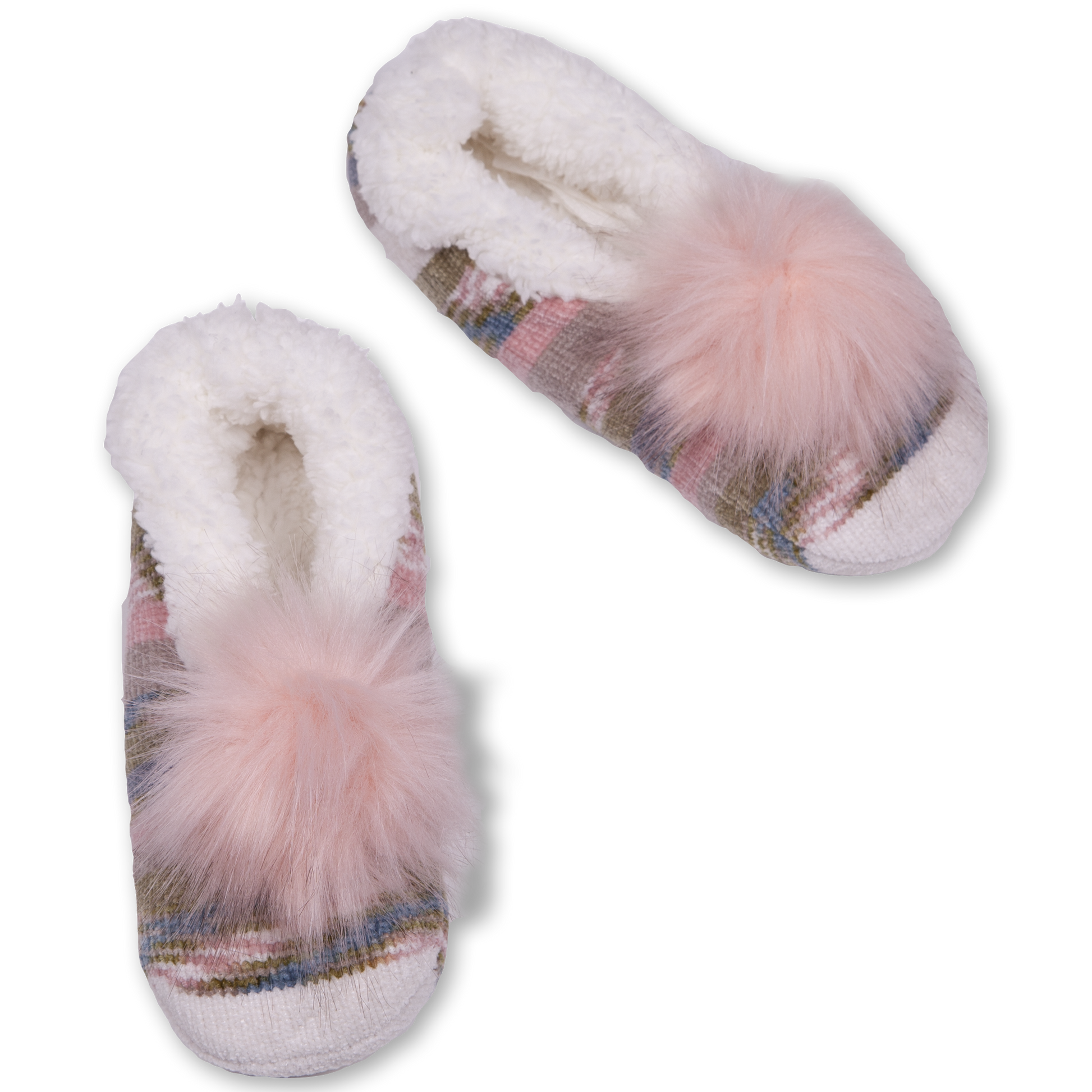 Baby Girls Sherpa Slipper Socks with Grippers Pink Dot