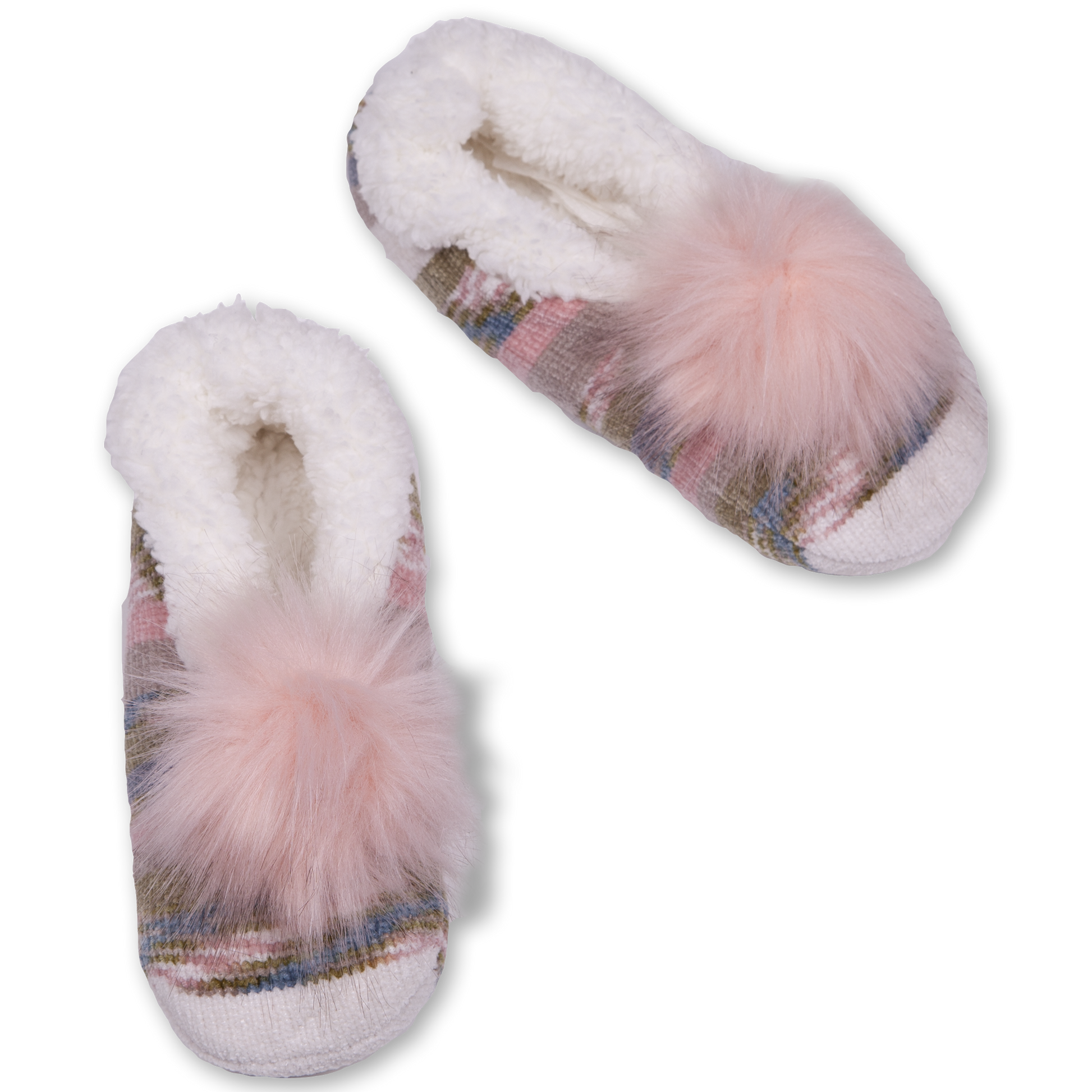 Women s Pom Pom Slipper Sock with Gripper Bottoms Fuzzy Babba