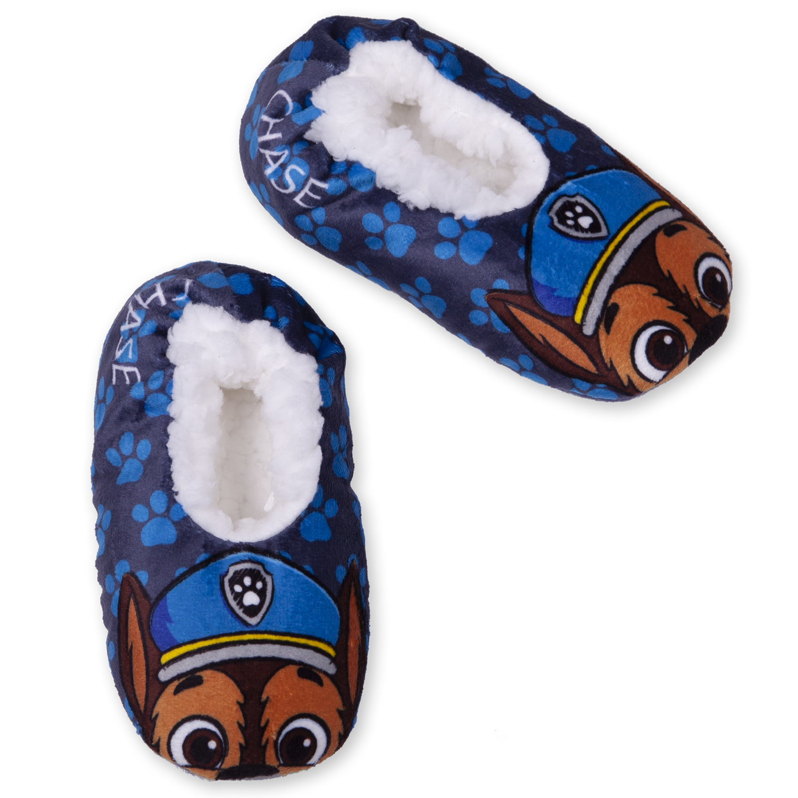 Toddler's Paw Patrol CHASE Slipper Socks with Gripper Bottoms Fuzzy Babba
