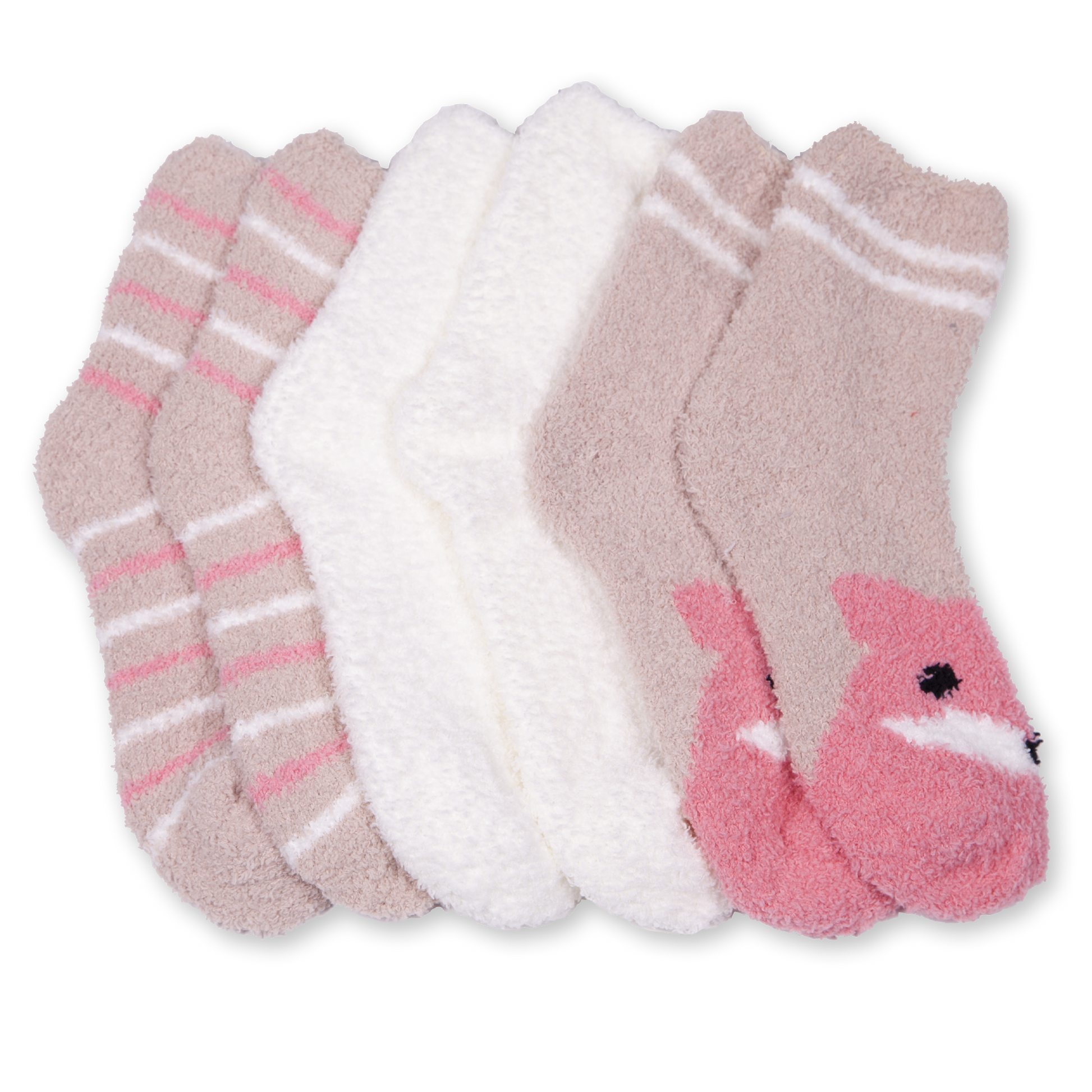 Cozy Fox Face Slipper Socks 3 Pack