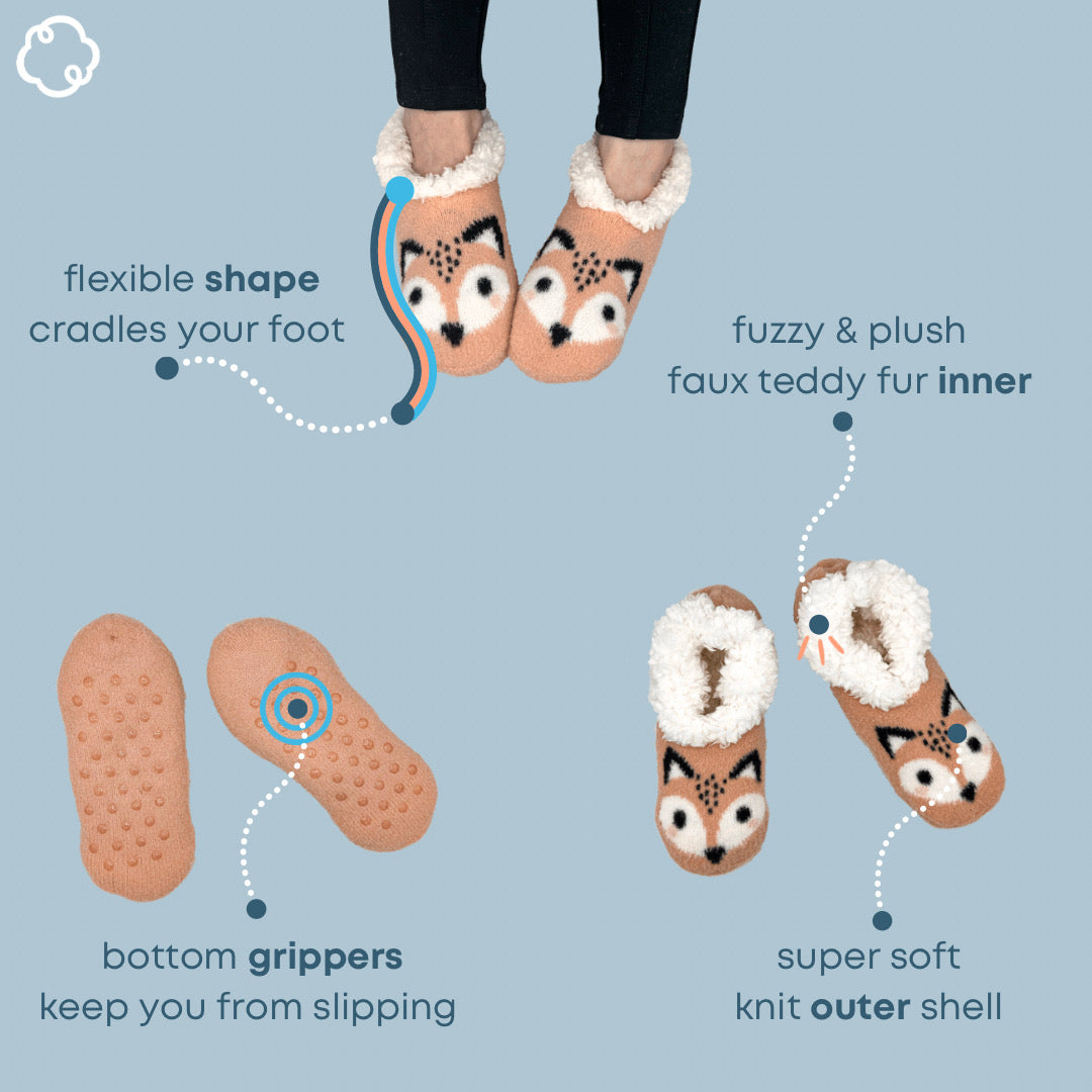 Women's Fox Critter - Knitter Fuzzy Babba Slipper Socks