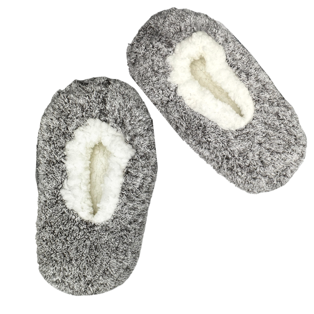 Grey Faux Fur Fuzzy Babba Slipper Sock